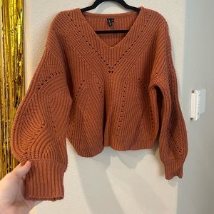 Beautiful Burnt Orange Sweater with Knit Detail